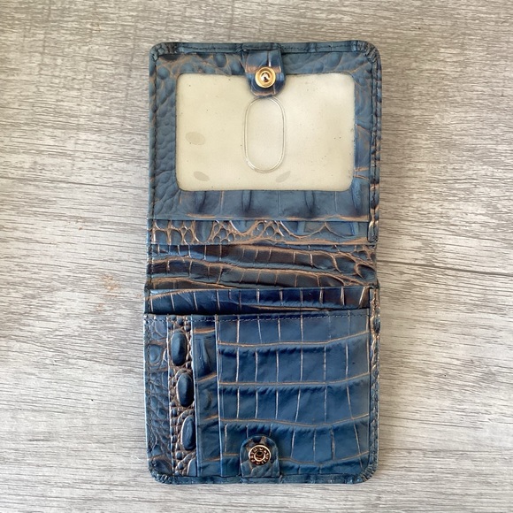 Brahmin Blue Gold Croc Embossed Leather Wallet Card Holder - Picture 5 of 6